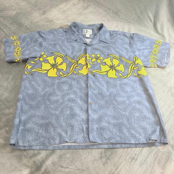 RJC Other - Vintage RJC Hawaiian Floral AOP Button Down Blue Sz 3XL Made in Hawaii USA Retro